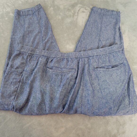 Old Navy Womens Pants 3X Plus Pull On Cropped Blue Linen Rayon BLU132E - Picture 5 of 9